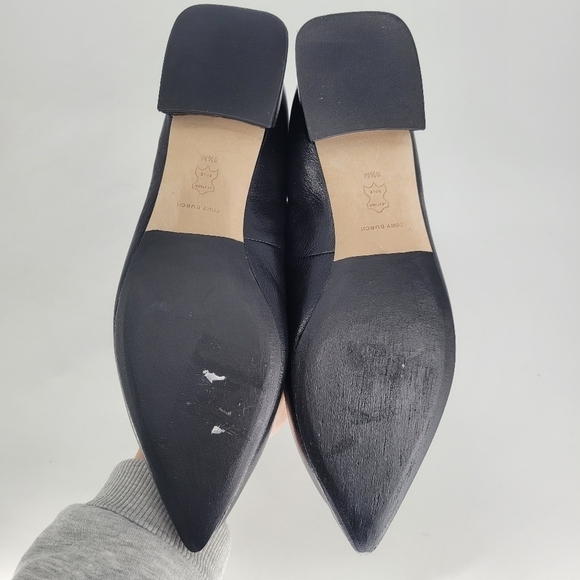 tory burch black Georgia Pointed Toe Flats slip ons loafers size 8.5 - Picture 8 of 11